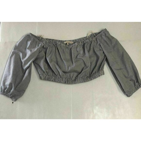 Rachel Rachel Roy Womens Blue Ruched Off-The-Shoulder Crop Top Shirt Size 14 - Picture 4 of 10